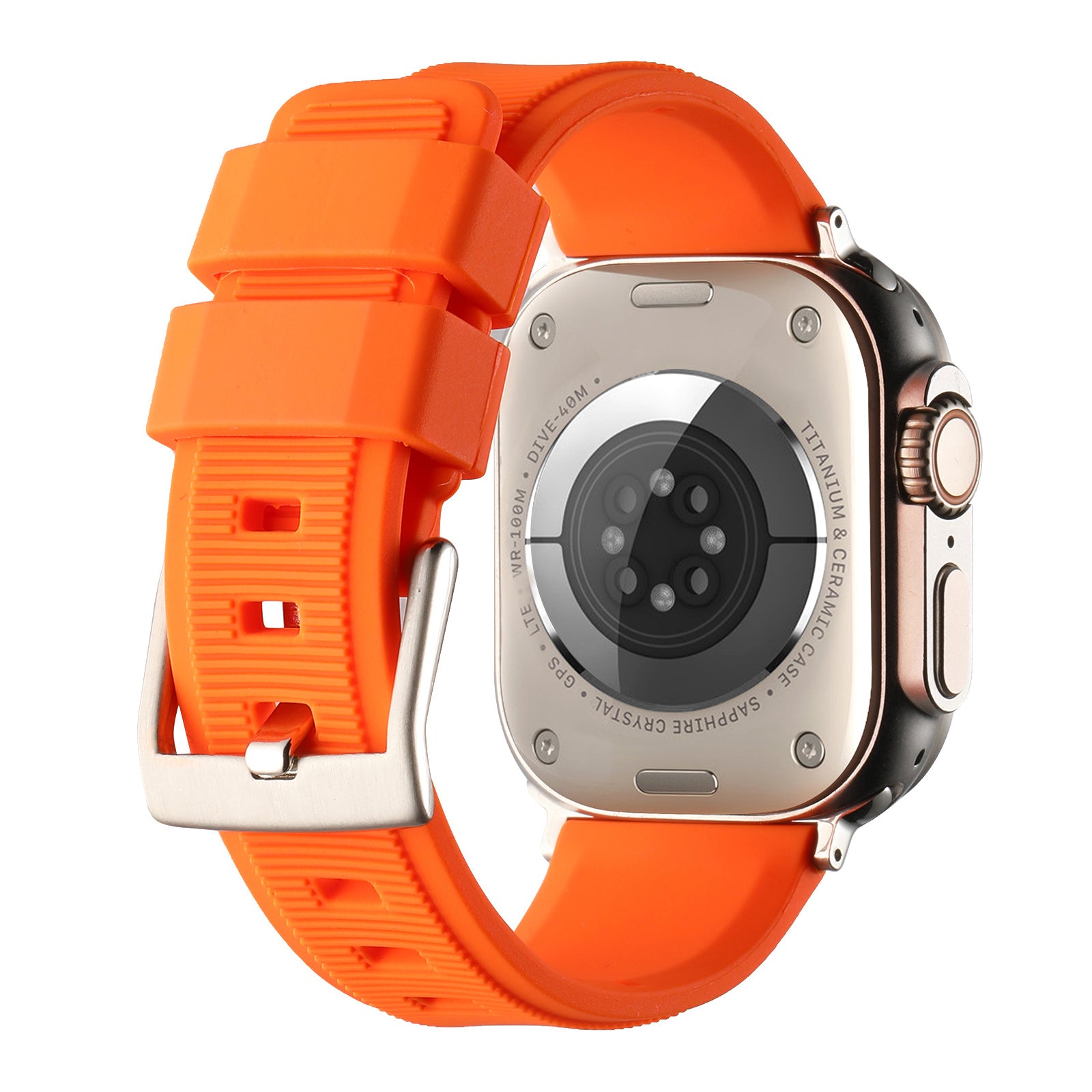 Uniqkart for Apple Watch Series 8 7 41mm / 6 5 4 SE (2022) SE 40mm / 3 2 1 38mm Silicone Watch Strap Dual Loop Watch Band - Orange Uniqkart for Apple Watch Series 8 7 41mm / 6 5 4 SE (2022) SE 40mm / 3 2 1 38mm Silicone Watch Strap Dual Loop Watch Band - Orange